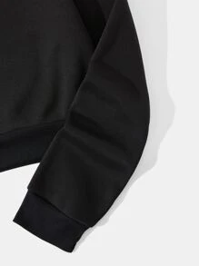 SHEIN EZwear Slogan Graphic Thermal Lined Drawstring Crop Hoodie Pullover Fall Outfit