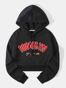 Women Sweatshirts Kolor Huruf Casual - Hitam - View 1