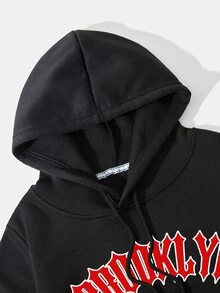 Women Sweatshirts Kolor Huruf Casual - Hitam - View 3