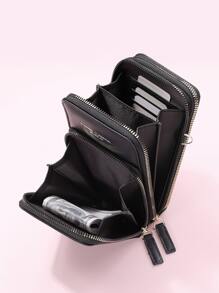 Bolso de móvil con estampado de letra - Negro - Ver 2