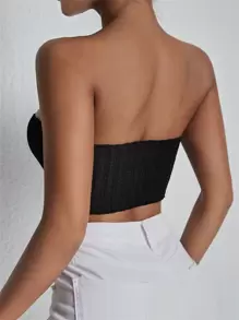 SHEIN SXY Rib-knit Tube Bandana Top - Black - View 3