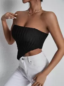 SHEIN SXY Rib-knit Tube Bandana Top - Black - View 4