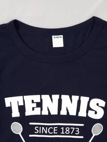 Girls Letter Graphic Tee & Shorts - Blue and White - View 5