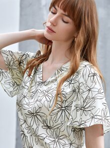 MOTF X HANNAH BROGER INSPIRED 100% SILK FLUTTER SLEEVE TOP - Multicolor - View 5