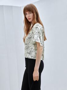 MOTF X HANNAH BROGER INSPIRED 100% SILK FLUTTER SLEEVE TOP - Multicolor - View 10