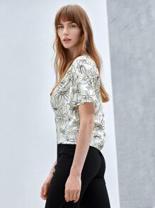 MOTF X HANNAH BROGER INSPIRED 100% SILK FLUTTER SLEEVE TOP - Multicolor - View 8