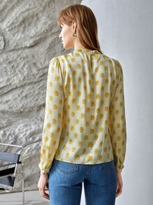 MOTF PREMIUM SILK PUFF SLEEVE TOP - Yellow - View 3