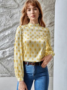 MOTF PREMIUM SILK PUFF SLEEVE TOP - Yellow - View 6