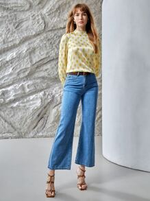 MOTF PREMIUM SILK PUFF SLEEVE TOP - Yellow - View 10