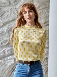 MOTF PREMIUM SILK PUFF SLEEVE TOP - Yellow - View 11