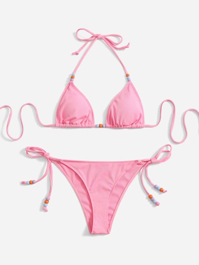 Beaded Tie Side Bikini For Summer Beach