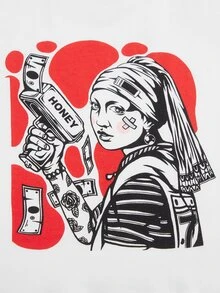 Guai Guai 字母任務圖案T恤 - 白色 - 查看 3