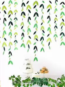 1pc Leaf Decor Hanging Garland, Green Leaf Paper String For Home Decor - Multicolor - View 5