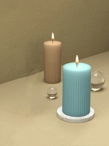 1pc Solid Candle Silicone Mold, Simple White ABS Striped Design Silicone Mold For DIY - White - View 2