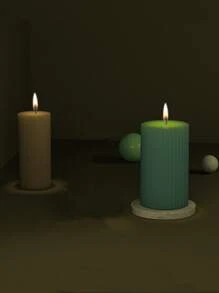 1pc Solid Candle Silicone Mold, Simple White ABS Striped Design Silicone Mold For DIY - White - View 5