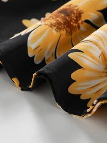 Niñas Vestido de tirantes con estampado de girasol - Negro - Ver 4
