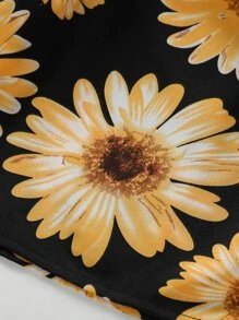 Niñas Vestido de tirantes con estampado de girasol - Negro - Ver 5