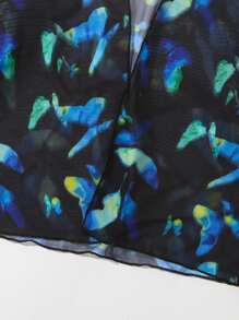 SHEIN Teen Girl Butterfly Print Kimono - Multicolor - View 4