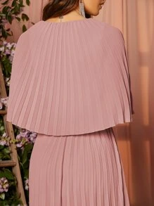 SHEIN Belle 交疊領百褶披肩伴娘洋裝