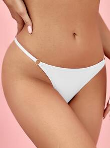 环扣性感丁字裤 - 白色 - 查看 4