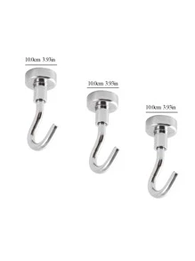 3入組多功能冰箱不銹鋼可拆卸磁鐵掛鉤 - 銀色 - 查看 7