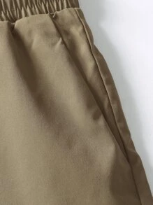 Manfinity Hypemode Hombres Shorts de cintura con cordón cargo - Caqui - Ver 4