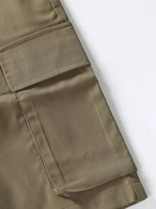 Manfinity Hypemode Hombres Shorts de cintura con cordón cargo - Caqui - Ver 6