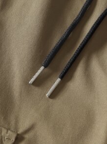 Manfinity Hypemode Hombres Shorts de cintura con cordón cargo - Caqui - Ver 7