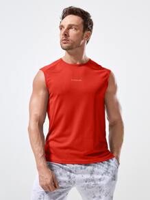 Manfinity Athleisure Men Reflective Detail Sports Tank Top Workout Tops - Red - View 1