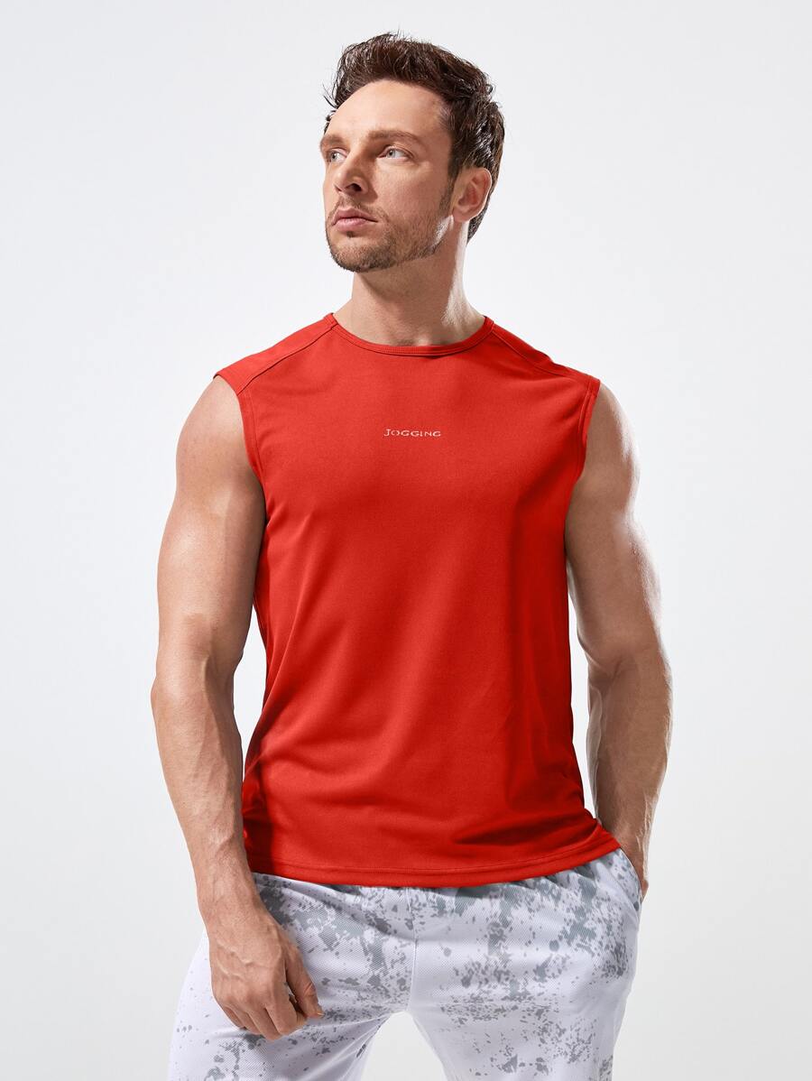 Manfinity Athleisure Men Reflective Detail Sports Tank Top Workout Tops - Red - View 1