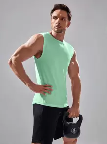 Manfinity Fitness 男友风纯色圆领休闲健身运动背心校园风