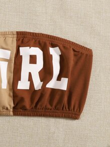 SHEIN Girls Letter Graphic Tube Top & Trousers - Multicolor - View 3