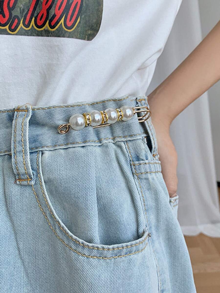 1入組人造珍珠裝飾可拆卸金屬鈕扣 - 彩色 - 查看 1