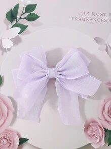 1个飘逸紫色欧根纱大蝴蝶结发夹，温柔少女风颈后发饰 - 紫色 - 查看 2