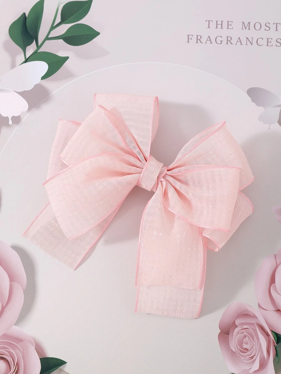 Girls Bow Decor Hair Clip - Pink - View 1