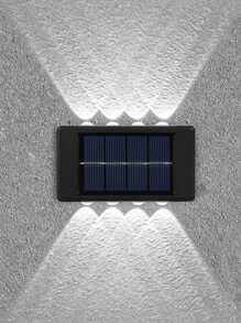 Lámpara de pared con panel solar de 1 pieza, luz solar sin batería de 8 LED ABS, para escalera de patio de jardín al aire libre - Blanco - Ver 8
