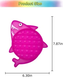 1pc Shark Design Pop It Fidget Toy - Màu Hồng Tươi - Xem 3