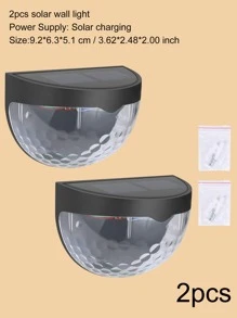 2 piezas Luz de pared solar semicircular, iluminación exterior para jardines, senderos, patios - Amarillo - Ver 6