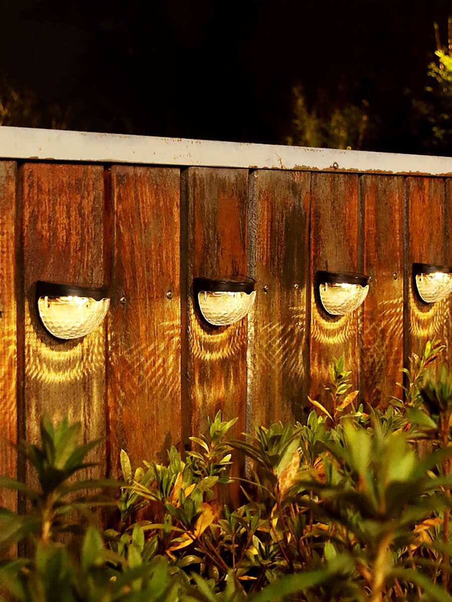 2 piezas Luz de pared solar semicircular, iluminación exterior para jardines, senderos, patios - Amarillo - Ver 1