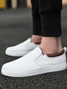 Men's Canvas Slip On Sneakers - White - View 3