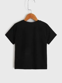 SHEIN Chàng trai trẻ Giải trí Ngắn tay Vòng cổ Áo thun Với Họa tiết gấu , Thích hợp Cho mùa hè Mặc hàng ngày - màu đen - Xem 2