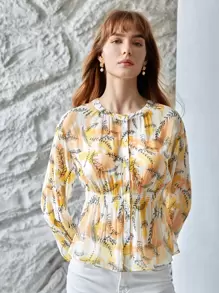 MOTF X Jo Situ Allen 100% SILK PEPLUM TOP - Multicolor - View 5