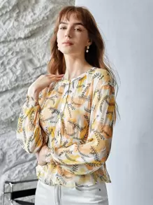 MOTF X Jo Situ Allen 100% SILK PEPLUM TOP - Multicolor - View 6