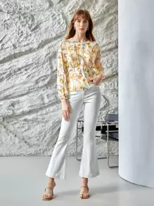 MOTF X Jo Situ Allen 100% SILK PEPLUM TOP - Multicolor - View 7