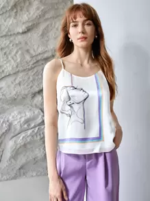MOTF X Polina Bright 100% SILK PRINTED CAMI - White - View 5
