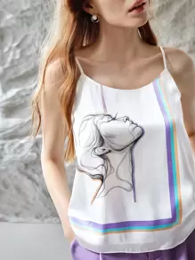 MOTF X Polina Bright 100% SILK PRINTED CAMI - White - View 8