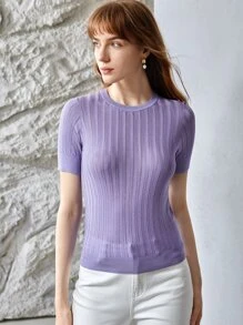 MOTF PREMIUM 100% SILK SLINKY KNIT TOP - Lilac Purple - View 7