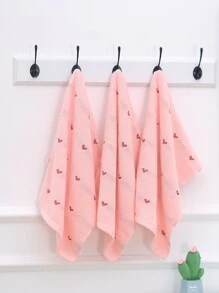 1 pieza Toalla de mano con bordado en forma de corazón, de vuelta al colegio - Rosa - Ver 2