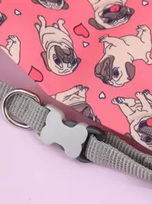 Supet 1pc Dog Print Pet Bandana - Pink - View 3