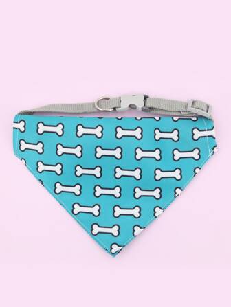 Supet 1入組骨頭圖案方巾設計寵物項圈